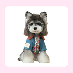 HK style corduroy lapel shirt with retro tie for out wearing