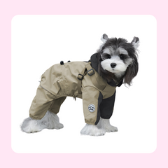 Waterproof pet dog hat raincoat with chest , back and four legs fully covering