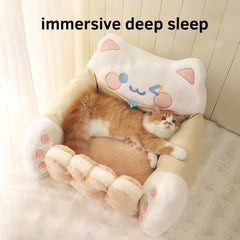 The sofa cat bed is washable.