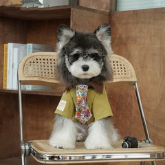 HK style corduroy lapel shirt with retro tie for out wearing