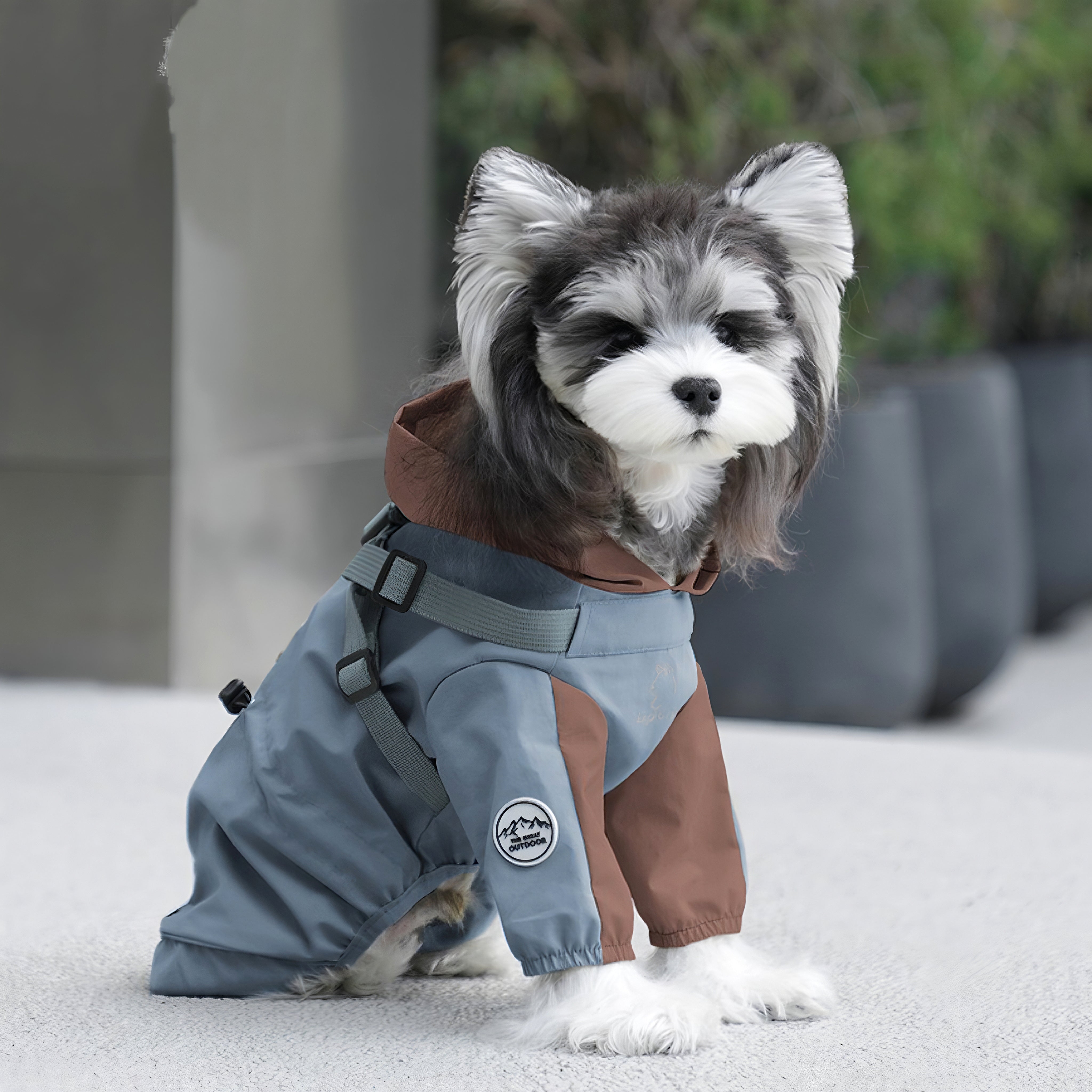 Waterproof pet dog hat raincoat with chest , back and four legs fully covering